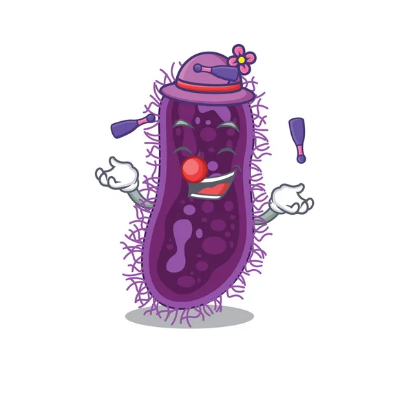 A attractive lactobacillus rhamnosus bacteria cartoon design style playing juggling — стоковый вектор