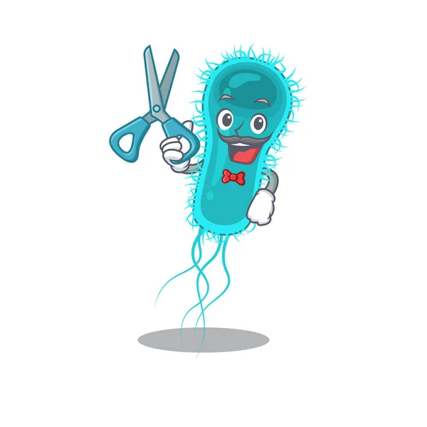 Deportivo escherichia coli bacterias dibujos animados diseño de personajes con barbero — Vector de stock