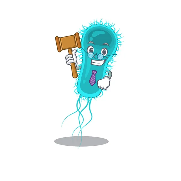 Un humilde juez de escherichia coli bacterias dibujos animados diseño de personajes con gafas — Vector de stock