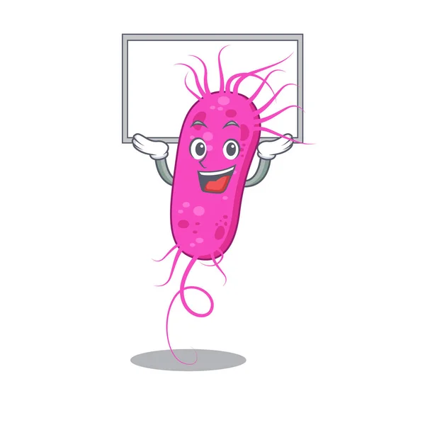 Psödomoa bakterisinin maskot tasarımı bir tahtayı kaldırır — Stok Vektör