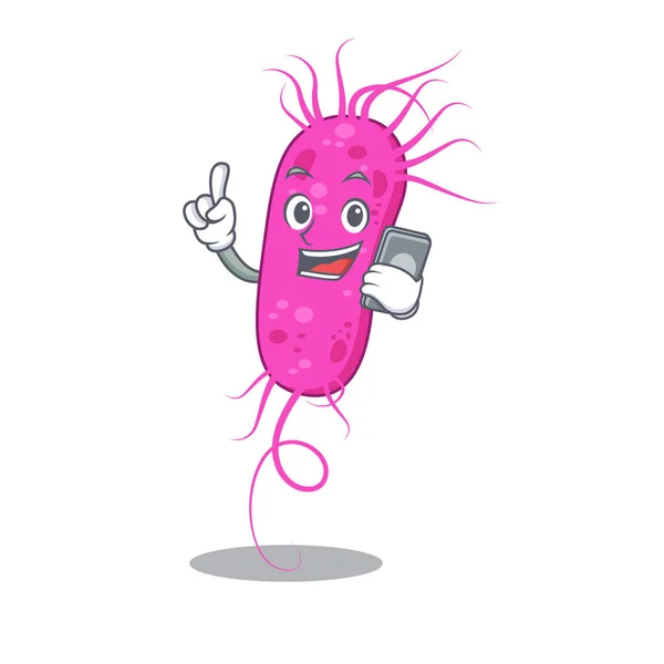 Pseudomoa bacteria personaje de dibujos animados hablando por teléfono — Vector de stock
