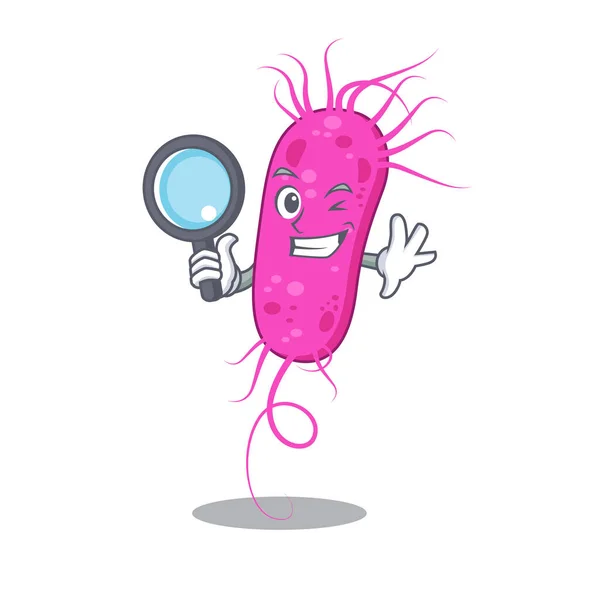 Psödomoa bakteri maskot tasarım tarzı araçlarla akıllı dedektif — Stok Vektör