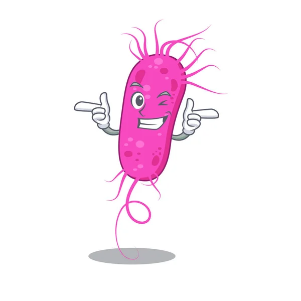 Concepto de diseño de dibujos animados de bacterias pseudomoa con ojo guiño divertido — Vector de stock