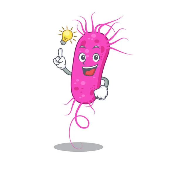 Mascota diseño de carácter de bacterias pseudomoa con tiene una idea inteligente gesto — Vector de stock