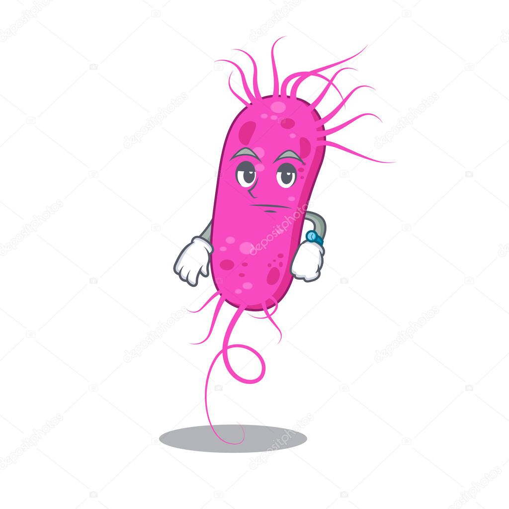 Mascot design of pseudomoa bacteria showing waiting gesture