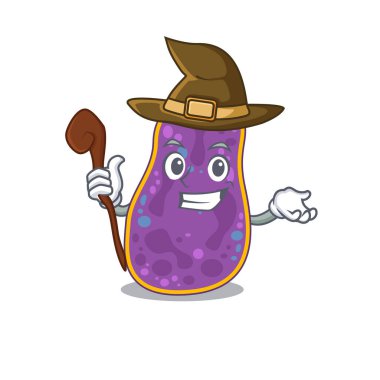 Shigella sp. bakteriler sinsi ve aldatıcı cadı çizgi film karakteri. Vektör illüstrasyonu