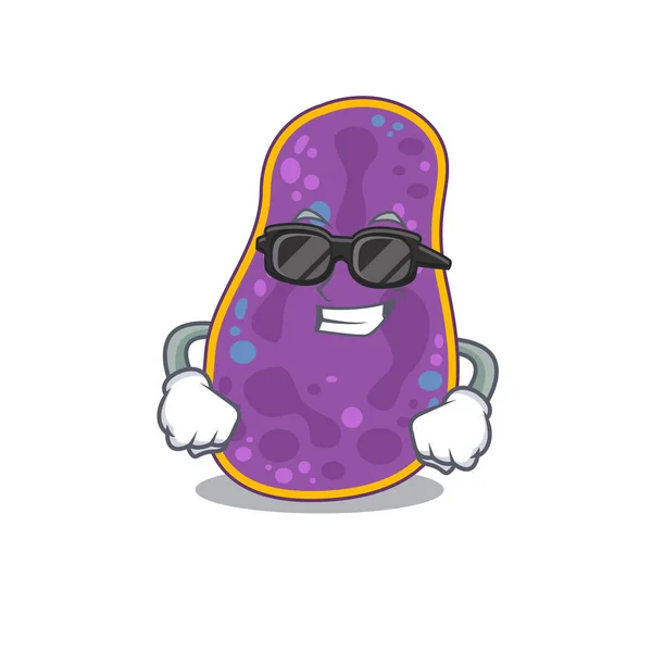 Shigella Personagem Desenhos Animados Bactérias Vestindo Óculos Pretos Caros Ilustração — Vetor de Stock