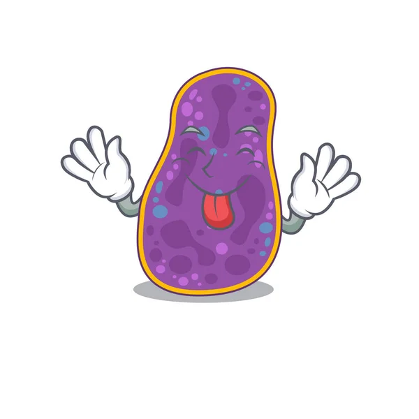 Um rosto divertido shigella sp. desenho de desenhos animados bactérias com língua para fora — Vetor de Stock