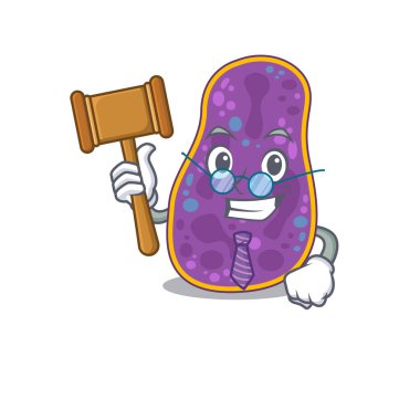 Shigella Sp 'nin mütevazı yargıcı. gözlük takan bakteri çizgi film karakteri tasarımı