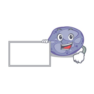 Mavi planctomycetes karikatür karakter tasarım biçimi tahtayla