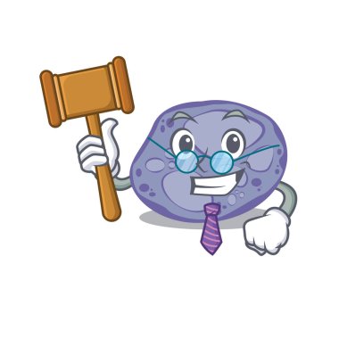 Mavi planktomicetes 'in mütevazı bir yargıcı gözlük takan çizgi film karakteri tasarımı