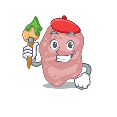 Yaratıcı bir verrucomicrobia sanatçısı, fırçalı bir maskot tasarımı.