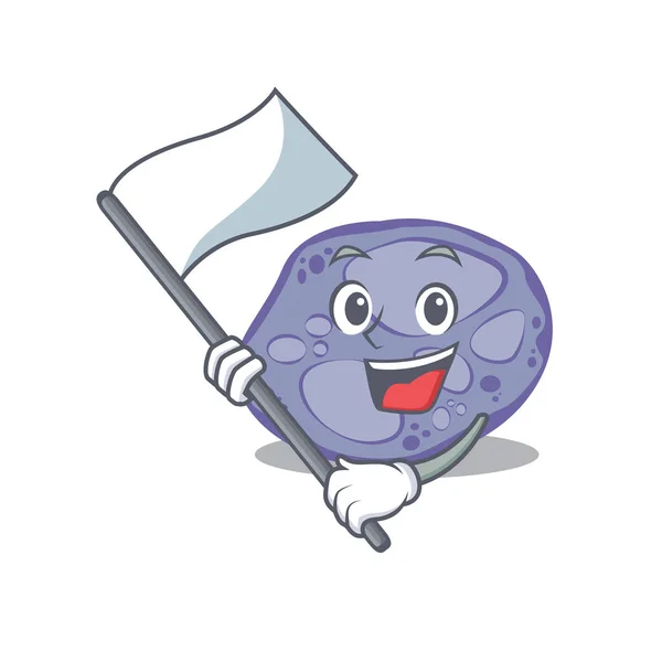 Un planctomicetos azul nacionalista mascota diseño de carácter con bandera — Archivo Imágenes Vectoriales