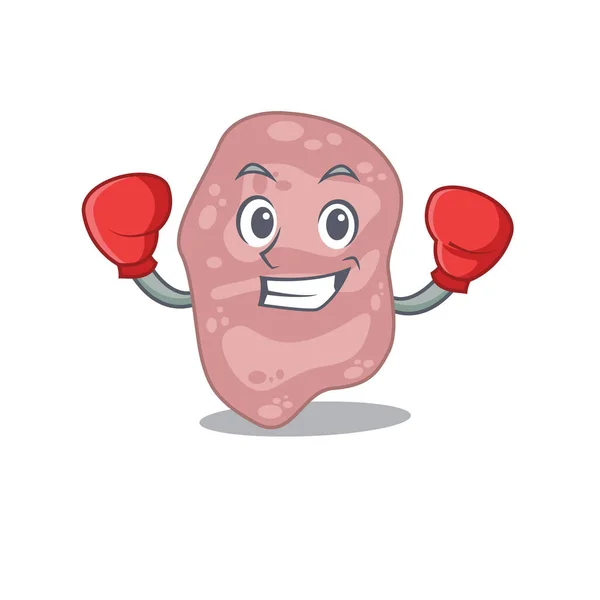 Спортивный талисман бокса дизайн verrucomicrobia с красными боксерскими перчатками — стоковый вектор