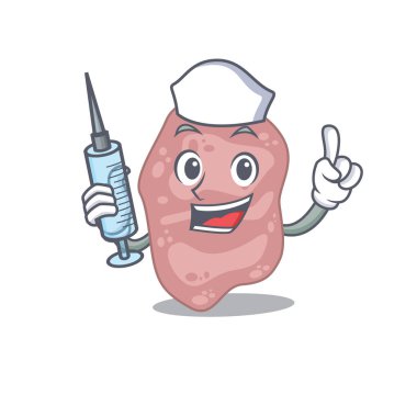 Şırıngalı verrucomicrobia maskot tasarımı konsepti.