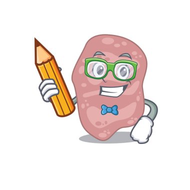 Kalem ve gözlüklü zeki bir öğrenci çizgi film karakteri.