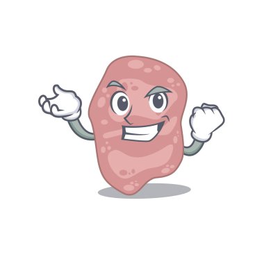 Mutlu yüzlü göz kamaştırıcı bir verrucomicrobia maskot tasarımı.