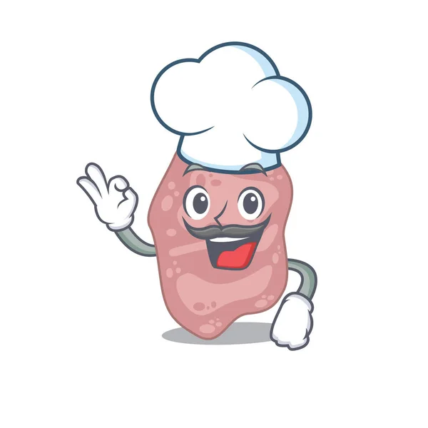 Verrucommicrobia厨师卡通设计风格头戴白帽 — 图库矢量图片