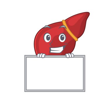 Gülümseyen sağlıklı insan karaciğer çizgi film tasarımının bir tahtası vardır.