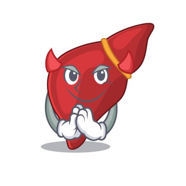 Şeytan çizgi film karakteri tasarımı tarzında sağlıklı insan karaciğeri.