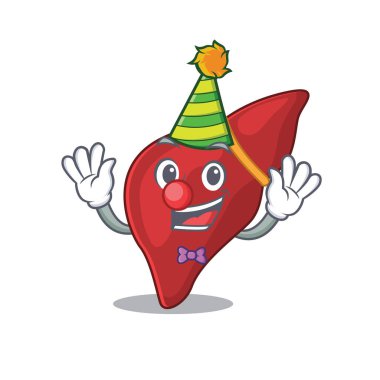 Çizgi film karakteri tasarımı. Yakışıklı palyaço, sağlıklı insan karaciğeri.