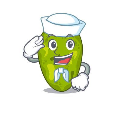 Beyaz şapkalı siyanobakterilerin çizgi film karakteri.