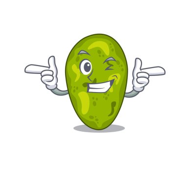 Komik gözlü siyanobakteri çizgi film tasarımı konsepti