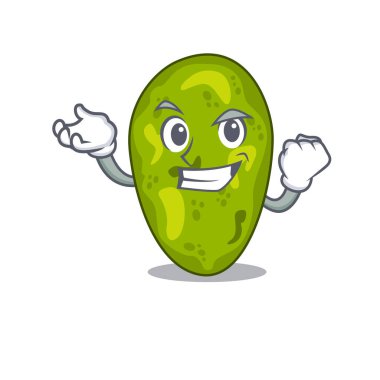 Göz kamaştırıcı bir siyanobakteri maskot tasarımı, mutlu yüzlü.