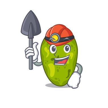 Araç ve miğferle siyanobakteri madenci çizgi film tasarımı kavramı