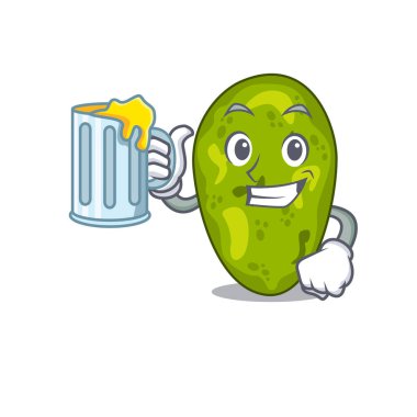 Siyanobakteri çizgi film kavramı bir bardak birayı yükseltir.