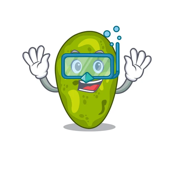 Concepto de diseño de la mascota de Cyanobacteria con gafas de buceo — Archivo Imágenes Vectoriales