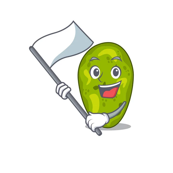 Desain karakter maskot cyanobacteria nasionalistik dengan bendera - Stok Vektor