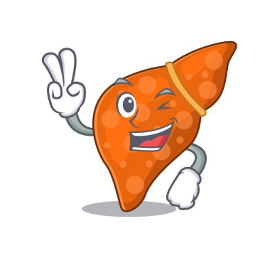 İki parmaklı mutlu karaciğer karaciğer çizgi film tasarımı konsepti