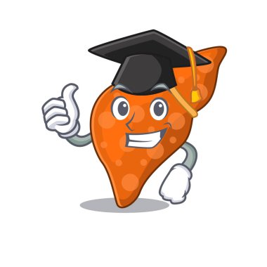 Tören için siyah şapkalı insan karaciğerinin mutlu yüzü.