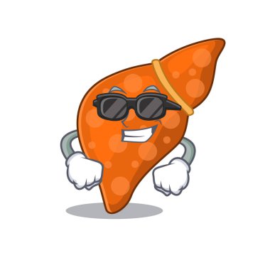 Karaciğer karaciğer çizgi film karakteri pahalı siyah gözlük takıyor.