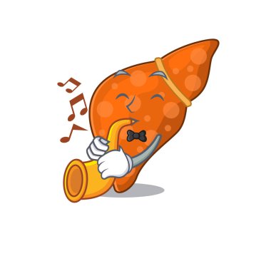 Trompet çalan karaciğer karaciğeri çizen yetenekli bir müzisyen.