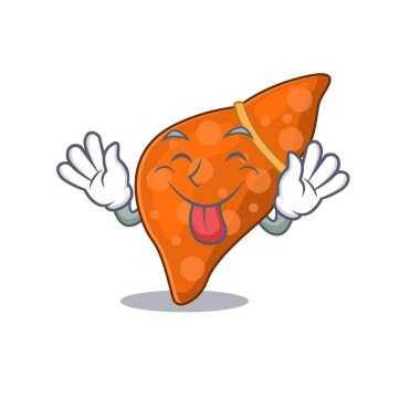 Komik bir yüz. Karaciğer karaciğer çizimi. Dili açık.