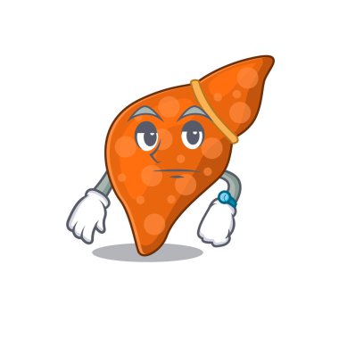 İnsan karaciğerinin maskot tasarımı bekleme hareketi gösteriyor