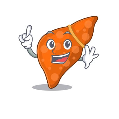 Bir parmak hareketiyle karaciğer maskotu insan tasarımı.