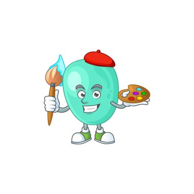 Staphylococcus aureus 'un sanatsal sanatçısı fırçalı çizgi film karakteri