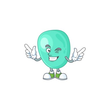 Staphylococcus aureus çizgi film tasarım tarzı göz kırpan çizgi film tasarımı konsepti