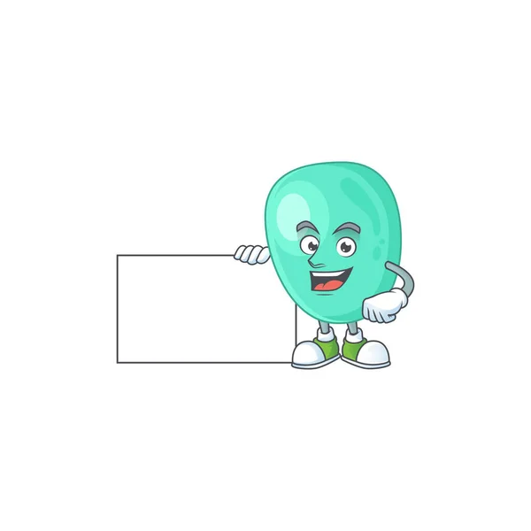 Staphylococcus aureus konsep karakter kartun Thumbs up having a white board - Stok Vektor