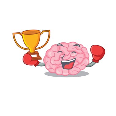 İnsan beyni maskotu tasarımının zarif bir boks şampiyonu.