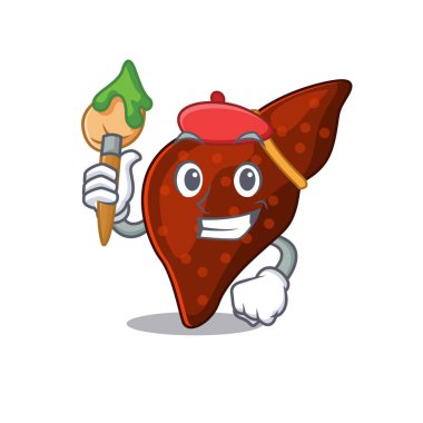 Yaratıcı bir insan sirozu. Karaciğer sanatçısı, maskot tasarımı.