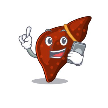 İnsan sirozu karaciğer çizgi film karakteri telefonda konuşuyor.