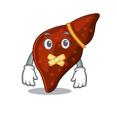 İnsan sirozu karaciğer çizgi film karakteri tarzında gizemli sessiz bir jest.