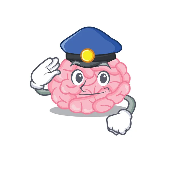 Policía mascota oficial diseño de cerebro humano usando un sombrero — Vector de stock