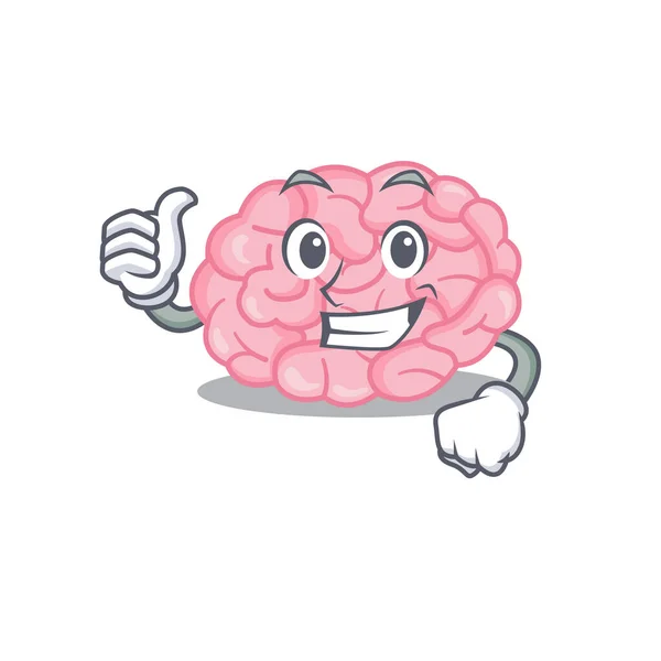 Human brain cartoon character design making OK gesture — Stock Vector