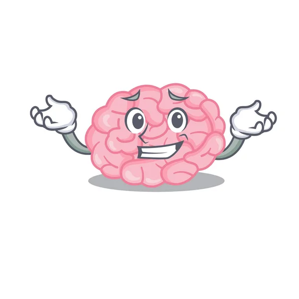 A picture of grinning human brain cartoon design concept — Stock Vector