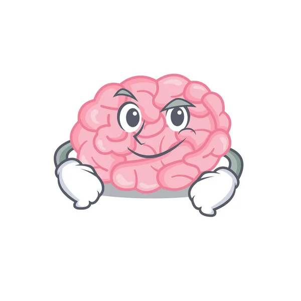Een mascotte ontwerp van de menselijke hersenen met zelfverzekerd gebaar — Stockvector